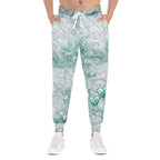 Teal Marble Glitter Athletic Joggers — Sparkling Hearts & Diamonds All-Over Print