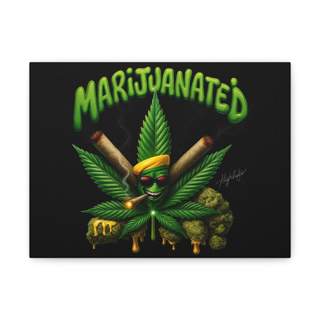 Marijuanated Cannabis Leaf Canvas Wall Art — Stretched Matte 1.25"