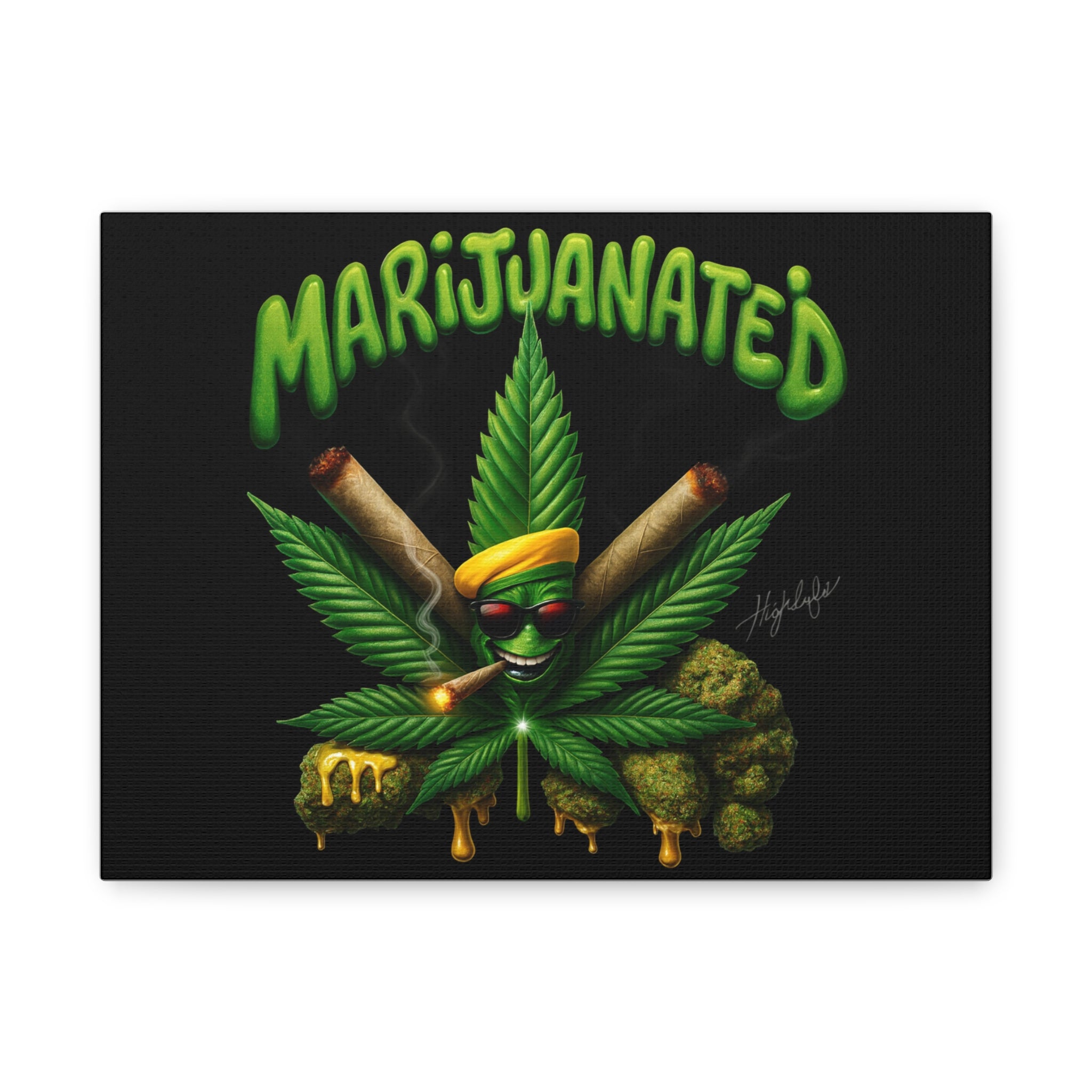 Marijuanated Cannabis Leaf Canvas Wall Art — Stretched Matte 1.25"