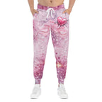 Valentine's Pink Galaxy Marble Athletic Joggers — Sparkle Space Print Sweatpants