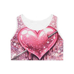 Pink Heart Arrow Sports Bra — Sparkling Cute Valentine Activewear