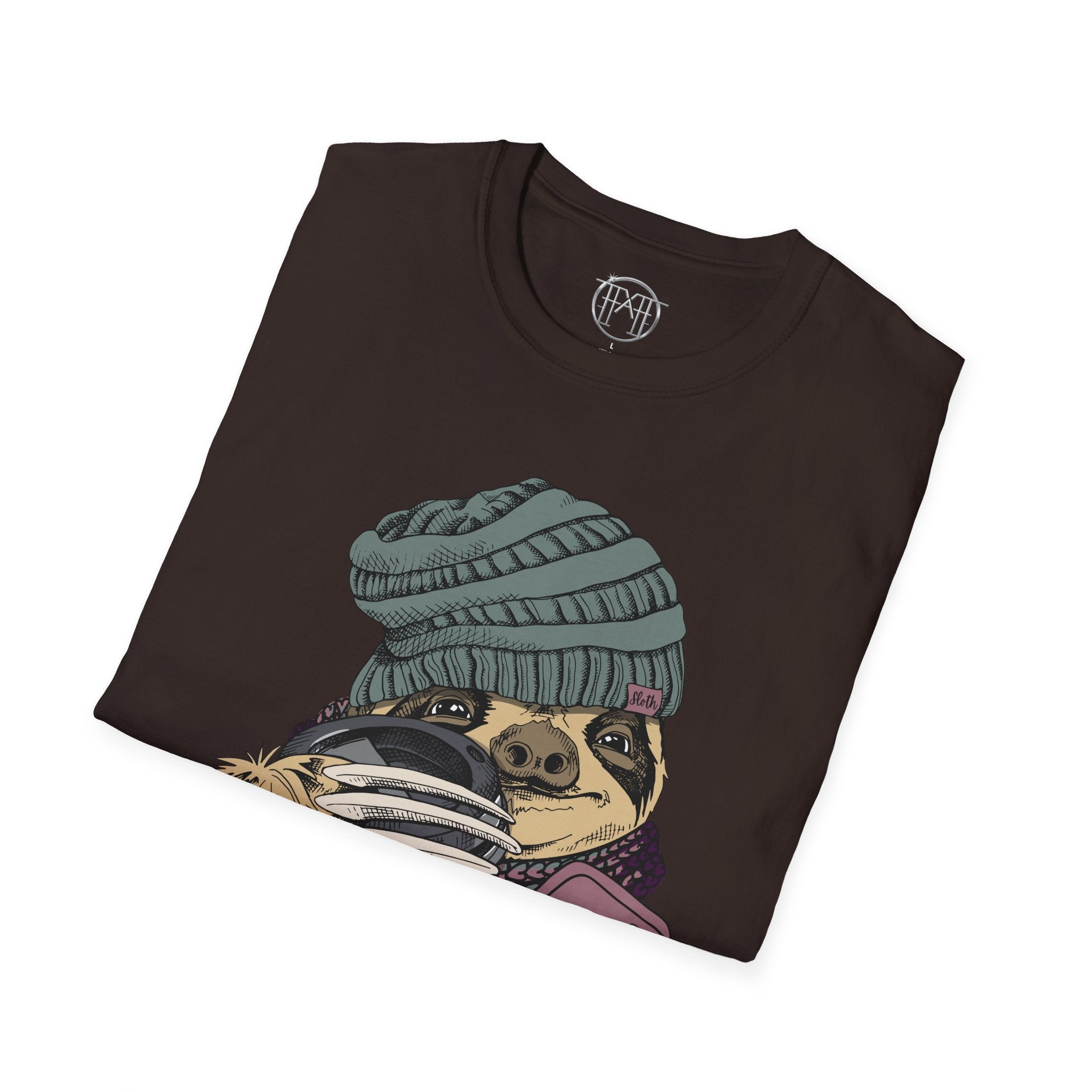 Cozy Sloth Coffee Tee – Cute Winter Sloth Holding Coffee Cup T-Shirt