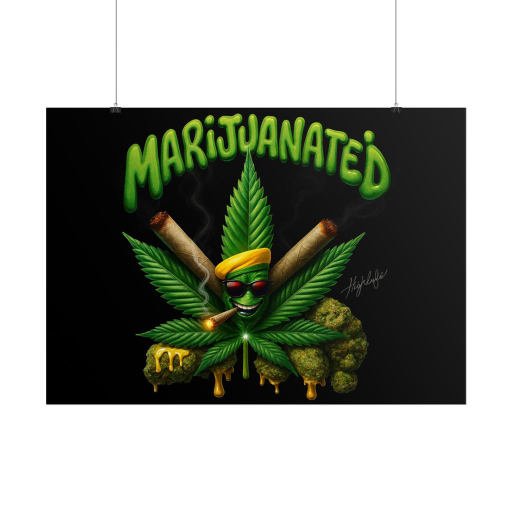 Marijuanated Poster — Rasta Cannabis Leaf Art Print (420 Stoner Decor)