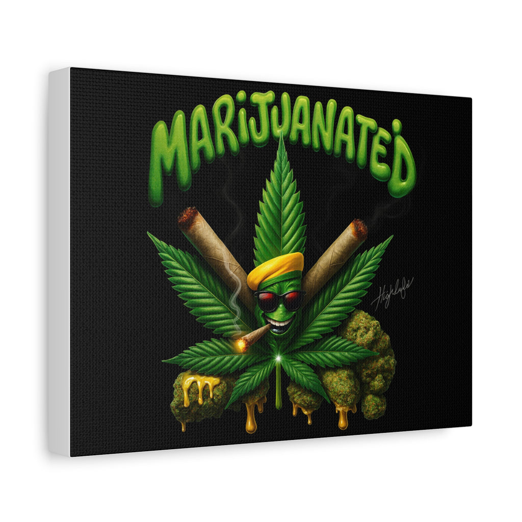 Marijuanated Cannabis Leaf Canvas Wall Art — Stretched Matte 1.25"