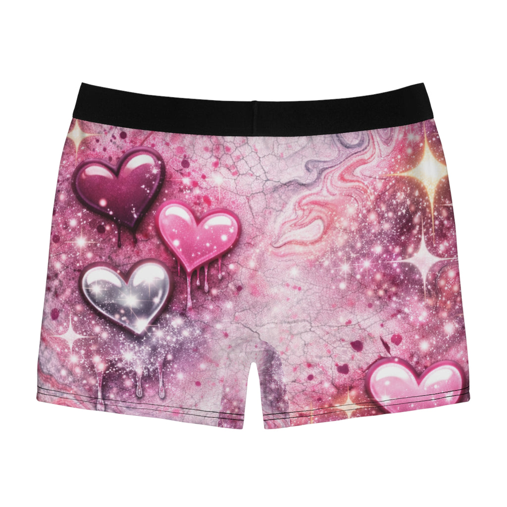 Pink Drippy Hearts Boxer Briefs — Men's Valentine's Day All-Over Print