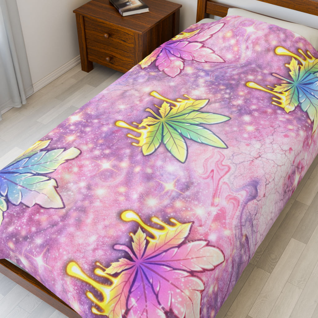 Pastel Rainbow Maple Leaf Velveteen Plush Blanket — Cozy Decorative Throw for Bedroom & Gifts
