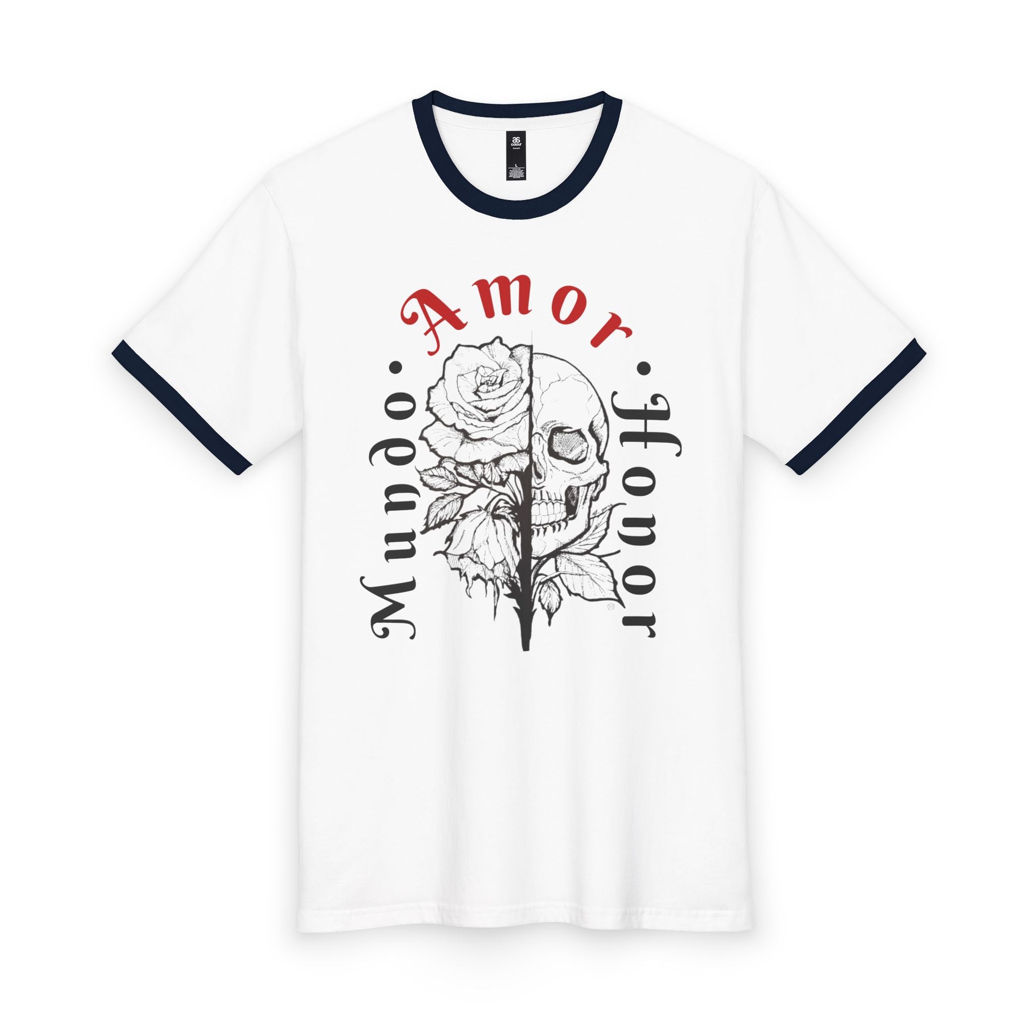 Skull & Rose - Mundo Amor Honor Ringer Tee