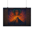 Aztec Pyramid Matte Poster — Fiery Sun God Wall Art (Horizontal)