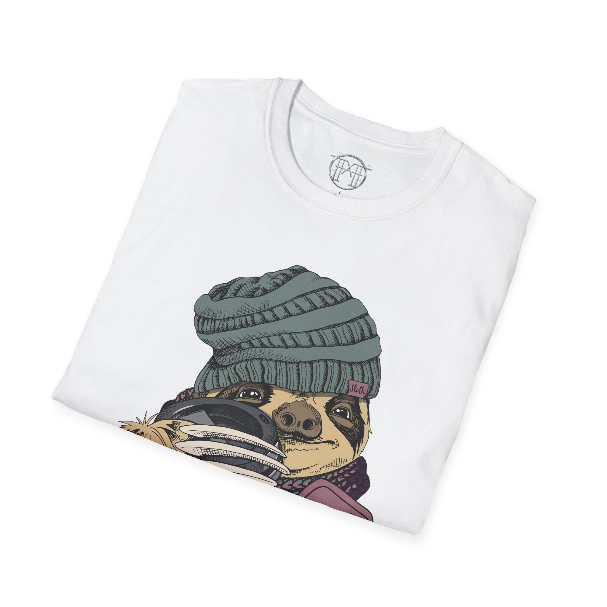 Cozy Sloth Coffee Tee – Cute Winter Sloth Holding Coffee Cup T-Shirt