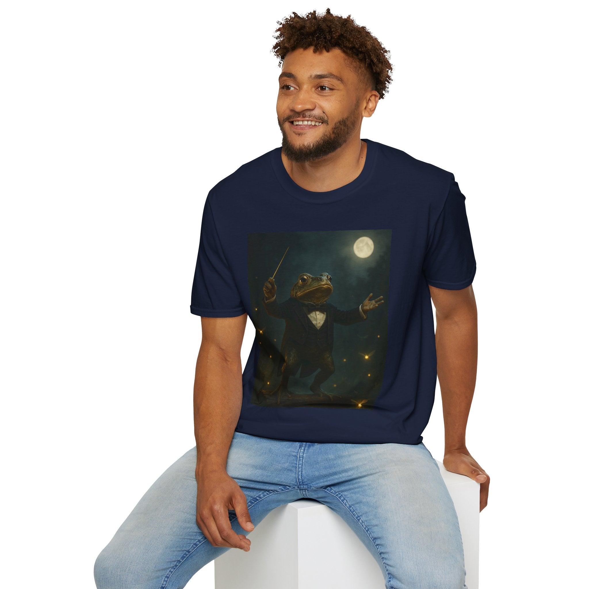 Frog Conductor T‑Shirt — Moonlit Orchestral Fantasy Graphic Tee