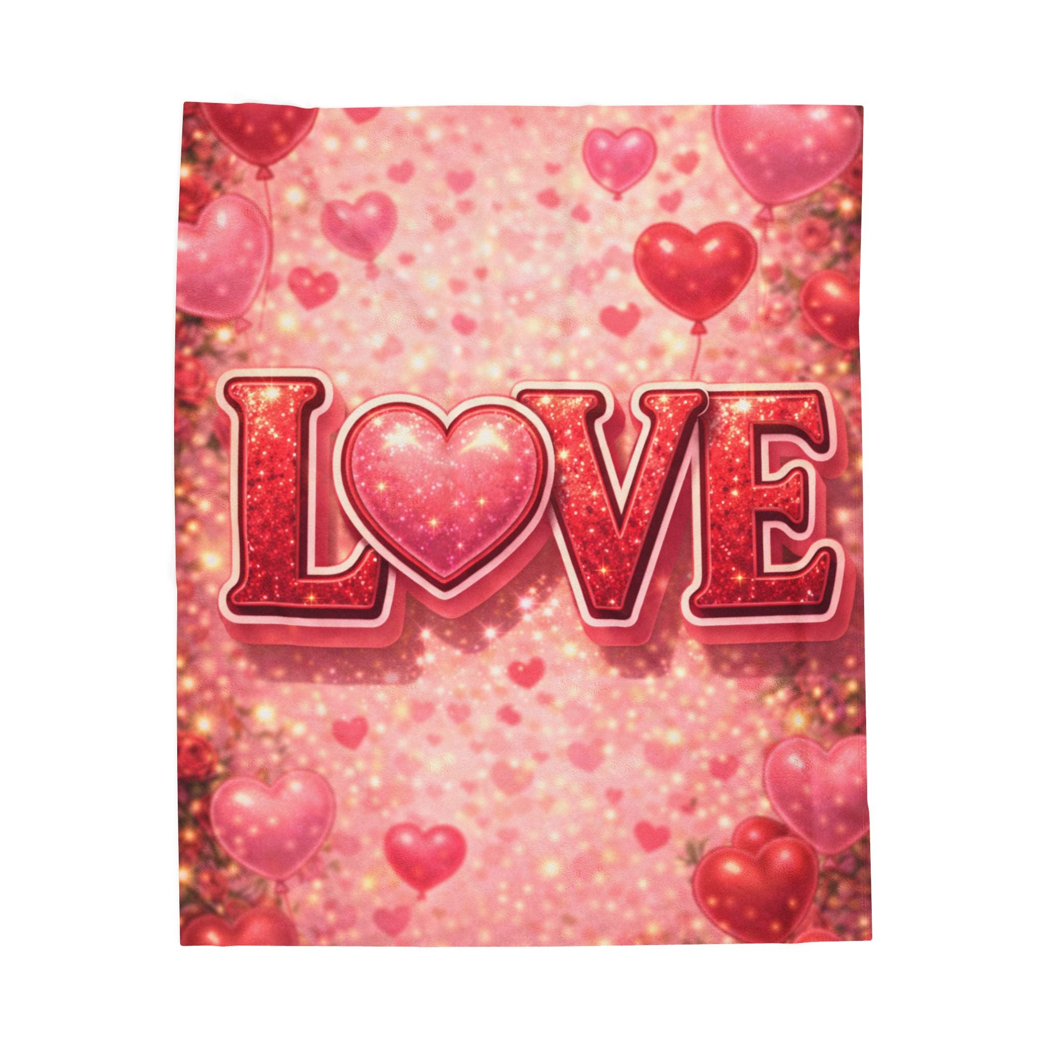 Love Heart Velveteen Plush Blanket — Romantic Valentine’s Cozy Throw