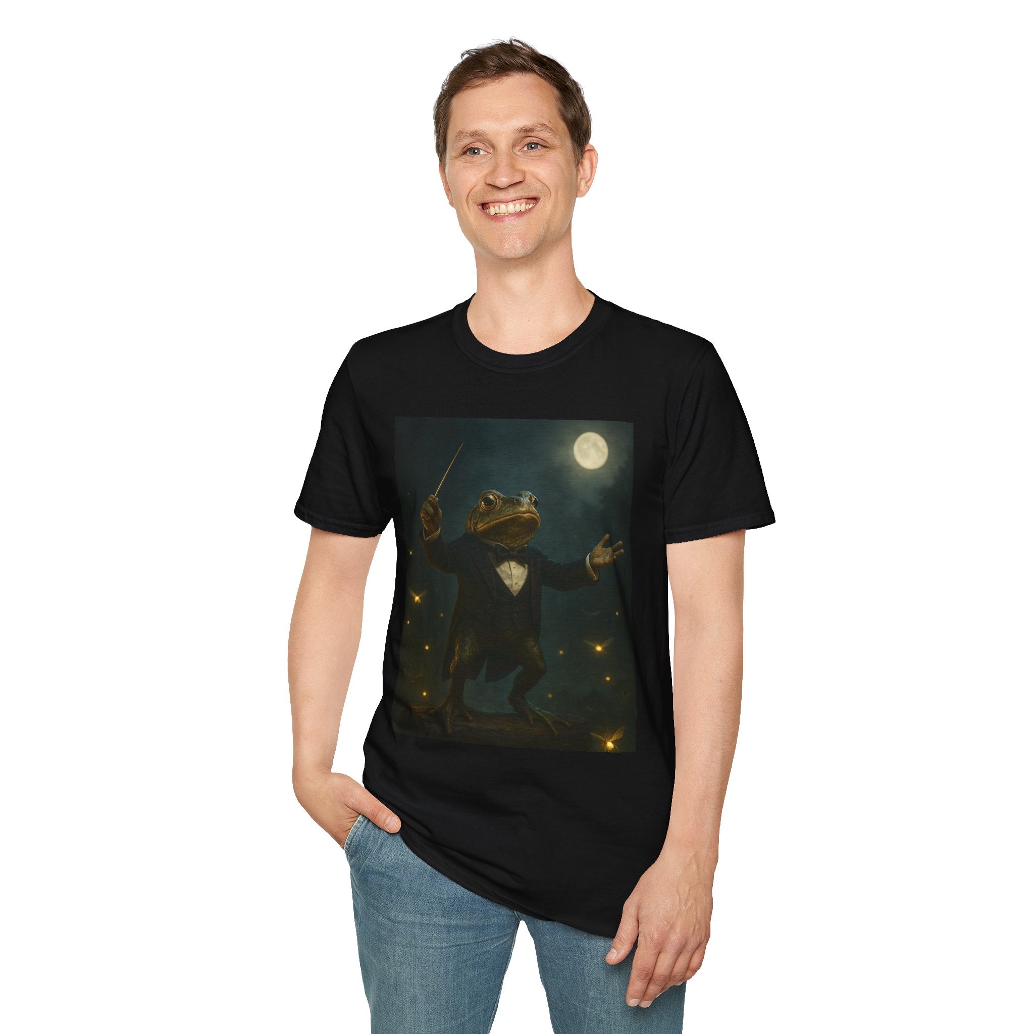 Frog Conductor T‑Shirt — Moonlit Orchestral Fantasy Graphic Tee