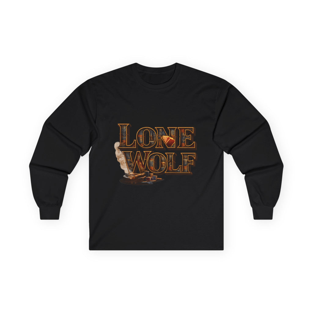 Lone Wolf Long Sleeve Tee — Vintage Wolf Portrait Graphic