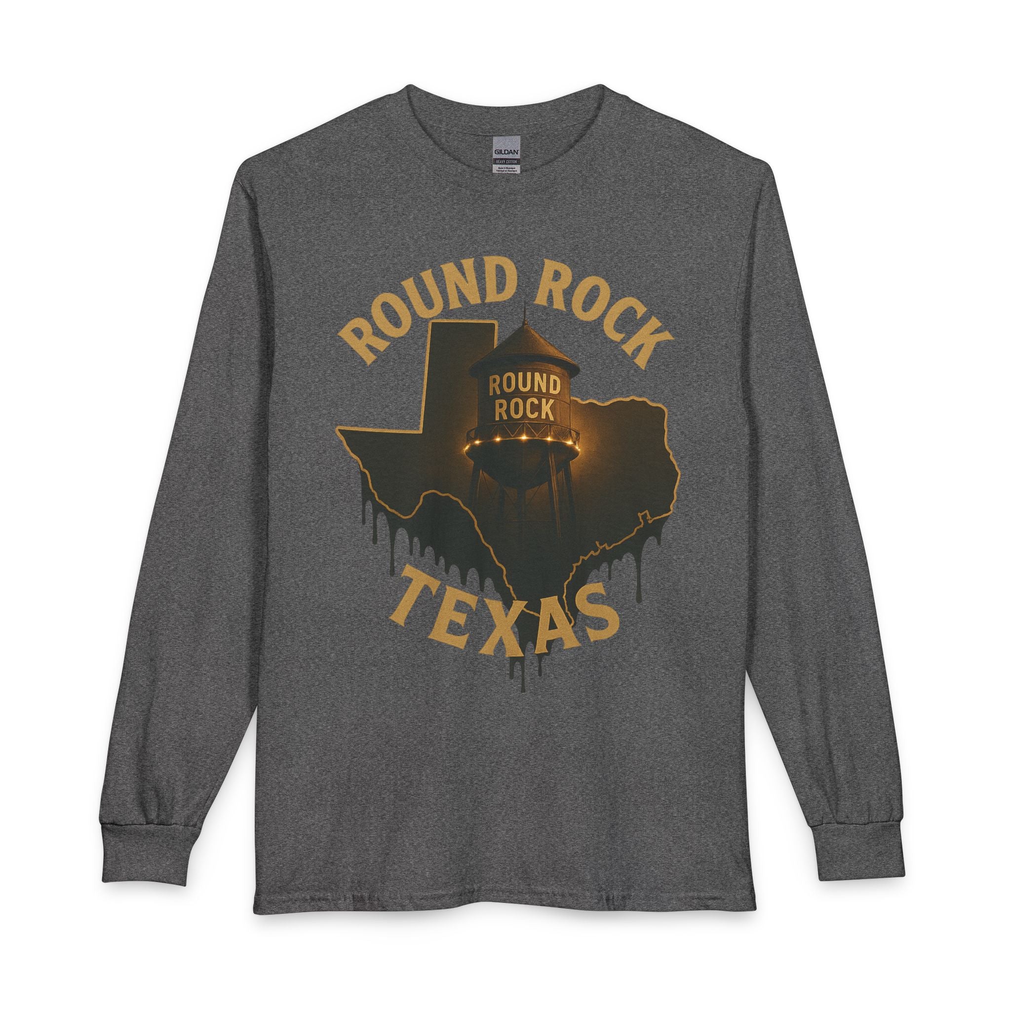 Round Rock Texas Long Sleeve Tee — Round Rock Water Tower Graphic
